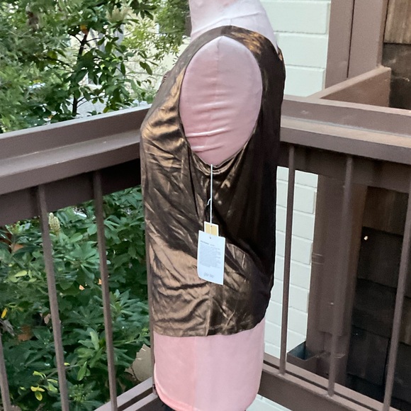 Perse liquid gold metallic drape tank with asymmetrical twist, NWT, Large - Picture 4 of 13
